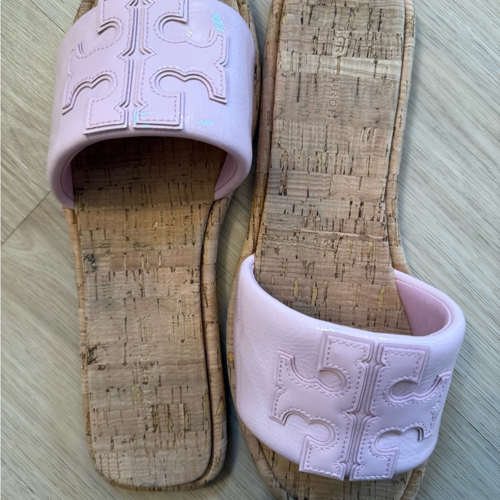 Tory Burch Light Pink Cork Slide Sandals